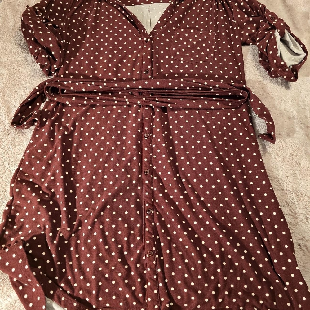Wishful Park Maroon Polka Dot Top